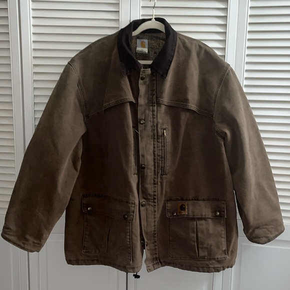 Vintage Carhartt blanket lined Barn Chore coat jacket corduroy collar - Picture 1 of 13